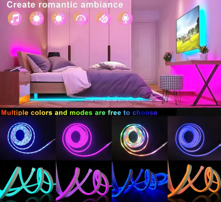 Bande LED RGB Multicolor (5m) Néon Flex Déco – Offre Décembre 💡✨